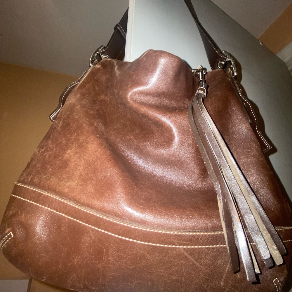 Coach Rich Brown Leather Shoulder Bag